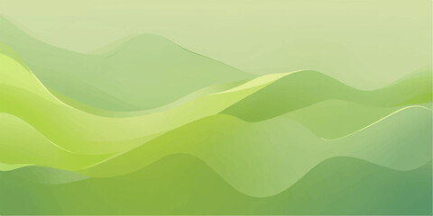Obraz premium Abstract green landscape background with waves and hills