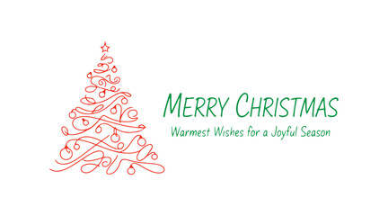 Design of a Christmas card showcasing a hand-drawn tree. Vector

