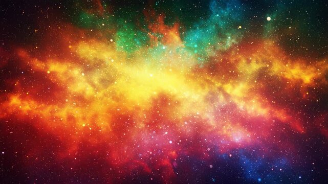 Vibrant colorful nebula in outer space with stars
