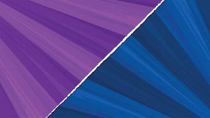 Split Purple and Blue Comic Halftone Background with Torn Paper Effect