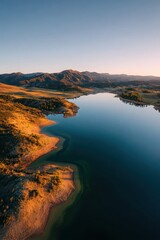 A lake in the middle of a mountain range