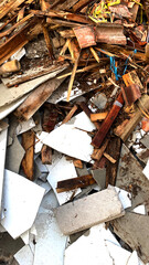 Debris and Wooden Rubble in Construction Site Scene