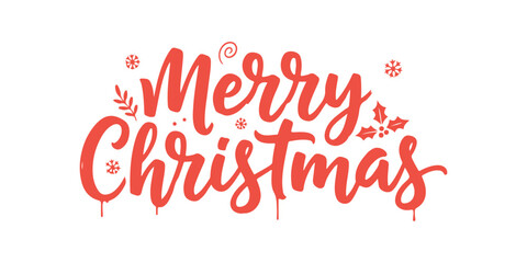 WISHING YOU A MERRY CHRISTMAS red vector brush calligraphy banner card
