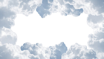 White cumulus clouds on a white background