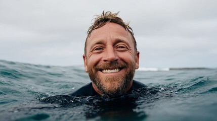 Man swimming in ocean.
