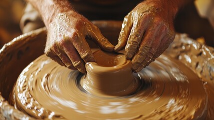 A person is making a clay pot