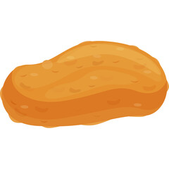 Golden Brown Baked Potato Shaped Bread Roll With Bumpy Texture Isolated On White Background Studio Shot