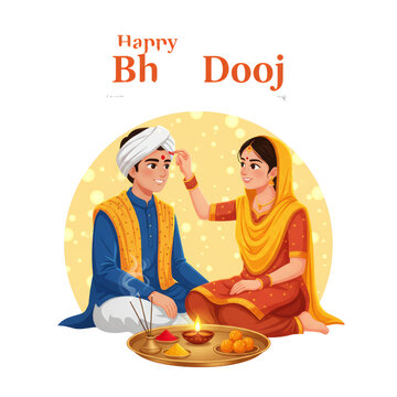 Celebration of Bhai Dooj an Indian festival showcasing a brother sister bonding with traditional
