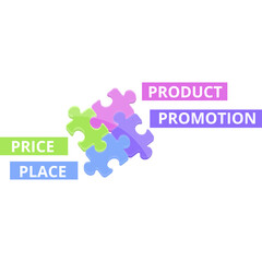 Four Colorful Puzzle Pieces Interlocking Together Representing Product Promotion Price Place Business Strategy Concept