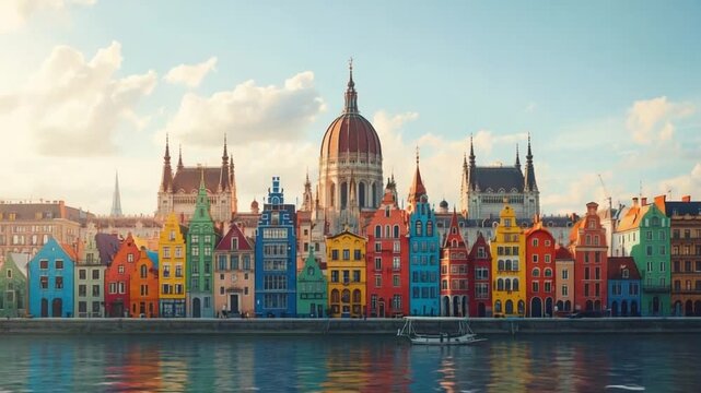 Budapest Parliament Reflected on Danube River During Saint Stephen&rsquo;s Day