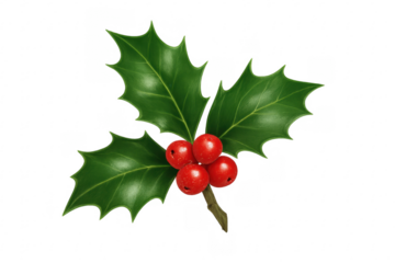 Holly sprig with red berries celebrating christmas holiday