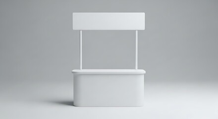 Minimalist White Promotional Booth Mockup, Isolated on Gray Background, Clean Design.