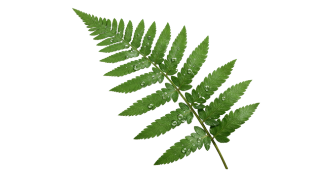 A single green fern frond isolated on a white background 48.
