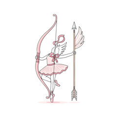 Vector art of ballerina cupid with bow and arrow