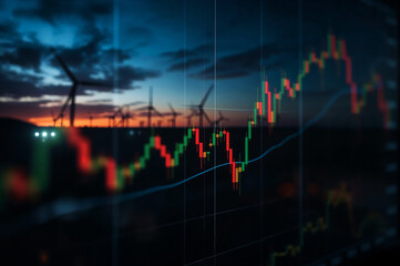 Stock Chart Wind Turbines Renewable Energy Finance Investment Trade