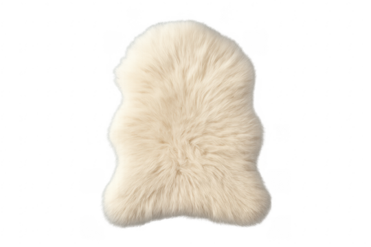White fluffy sheepskin rug providing soft texture and comfort