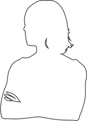 Thoughtful woman outline vector illustration, ideal for beauty, psychology, and mindfulness concepts.