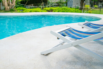 Striped Deck Chair by Blue Water Outdoor Swimming Pool