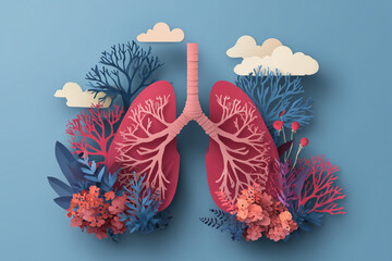 World Pneumonia Day Poster Design with Lungs Illustration