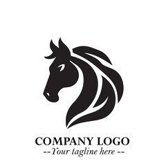 Elegant Head of Horse Logo in Black on White Background with Minimalist and Powerful Design