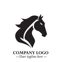 Elegant Head of Horse Logo in Black on White Background with Minimalist and Powerful Design