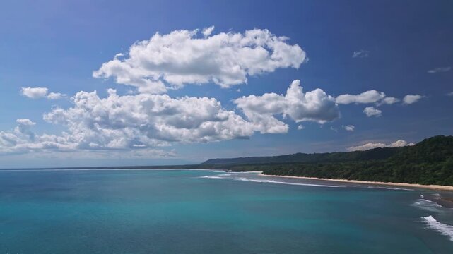 Aerial view of Plengkung Beach, Alas Purwo National Park, East Java, Indonesia