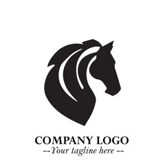 Elegant Head of Horse Logo in Black on White Background with Minimalist and Powerful Design