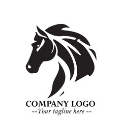 Elegant Head of Horse Logo in Black on White Background with Minimalist and Powerful Design