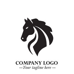 Elegant Head of Horse Logo in Black on White Background with Minimalist and Powerful Design