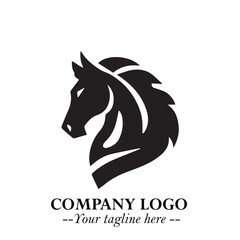 Elegant Head of Horse Logo in Black on White Background with Minimalist and Powerful Design