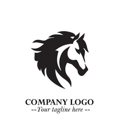 Elegant Head of Horse Logo in Black on White Background with Minimalist and Powerful Design