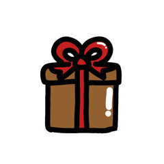 Cute Cartoon Gift Box with Red Ribbon