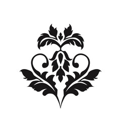 Ornamental Floral Design A classic black and white floral design element featuring elegant, curved leaves and intricate detailing. Perfect for use in decorative borders, logos