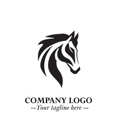 Elegant Head of Horse Logo in Black on White Background with Minimalist and Powerful Design