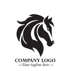 Elegant Head of Horse Logo in Black on White Background with Minimalist and Powerful Design