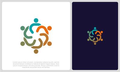 Abstract people colorful logo icon design minimal style illustration. community logo icon vector isolated.	
