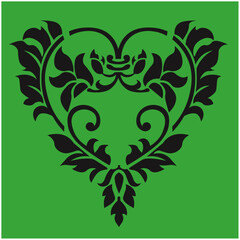 Ornamental Floral Design A classic black and white floral design element featuring elegant, curved leaves and intricate detailing. Perfect for use in decorative borders, logos