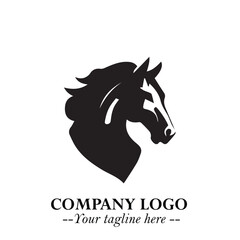 Elegant Head of Horse Logo in Black on White Background with Minimalist and Powerful Design