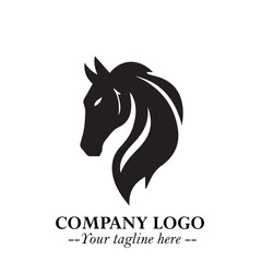Elegant Head of Horse Logo in Black on White Background with Minimalist and Powerful Design