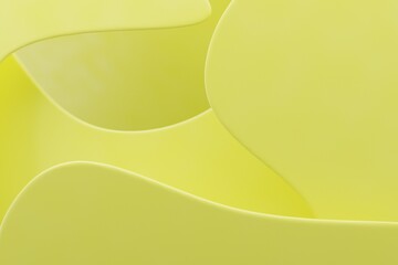 Abstract flowing lime green shapes with soft light and shadow effects.