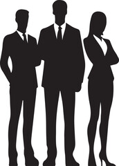 Professional business team in formal suits standing together silhouette