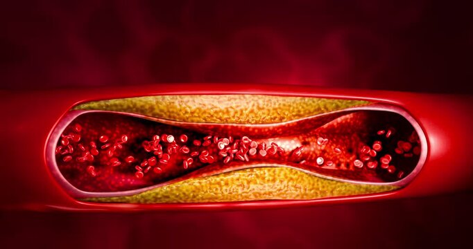 Conceptual 3D art depicting the dangers of junk food, soda, and alcohol consumption, showing clogged arteries, restricted blood flow, increased heart disease risk, and critical vascular health issues.