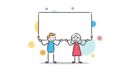 Children holding a blank whiteboard for your message and ideas.