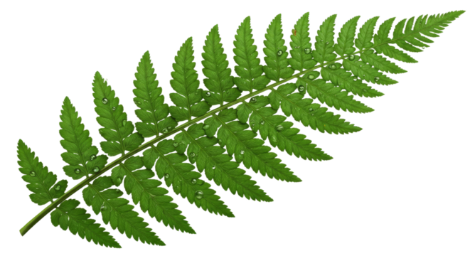 A vibrant green fern frond with intricate details 5.