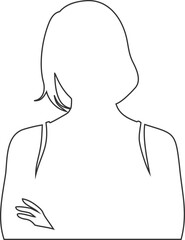 Stylish outline of thoughtful woman, suitable for emotional portraits, posters, and elegant branding.
