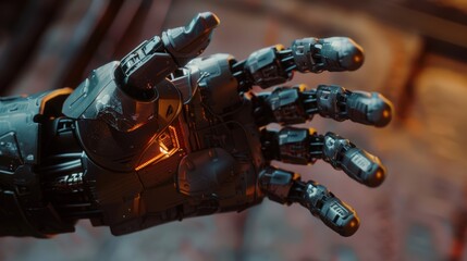 Closeup of a futuristic robotic hand