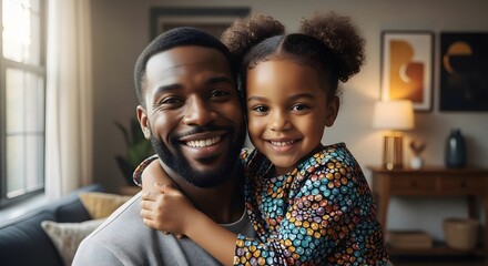 Happy Father’s Day – Happy African American Dad and Daughter Laughing Together in Love