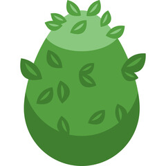 Green Fantasy Egg Object With Leaves And Transparent Background For Design And Illustration