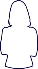 Calm and reflective woman outline vector, ideal for mindfulness, peace, and emotional concept designs.