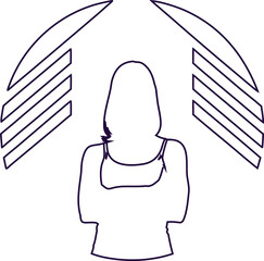 Simple pensive woman outline vector, great for emotional expression, posters, and creative illustrations.